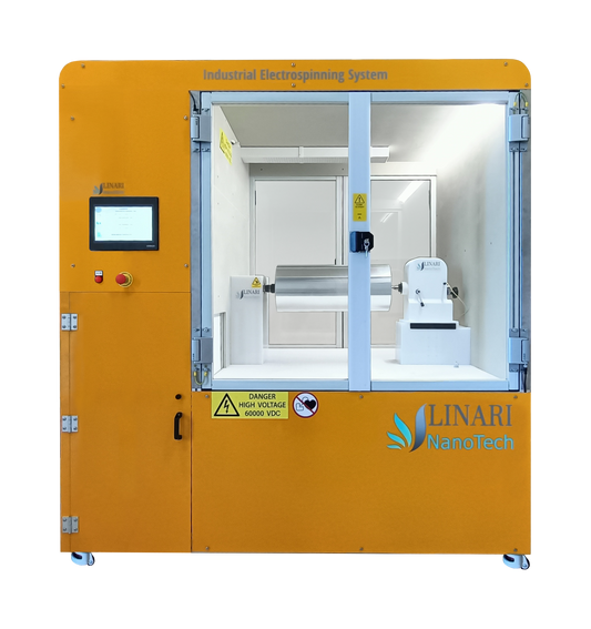 Pure Spinner electrospinning system for bulk substrate-free nanofiber production, front view