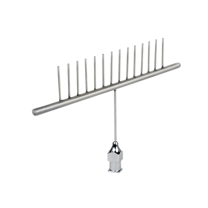 Multiple-needle spinneret with 14 tips and Luer Lock connection for higher-throughput electrospinning by Linari Nanotech