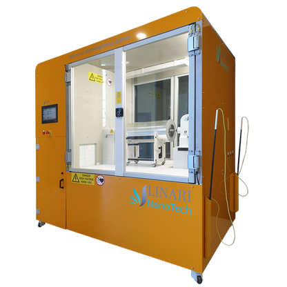 Pure Spinner electrospinning system overview, with the large drum collector visible inside the chamber