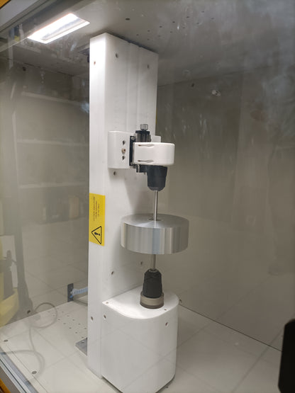 Picture of vertical rotary collector of Compact electrospinning unit by Linari Nanotech.