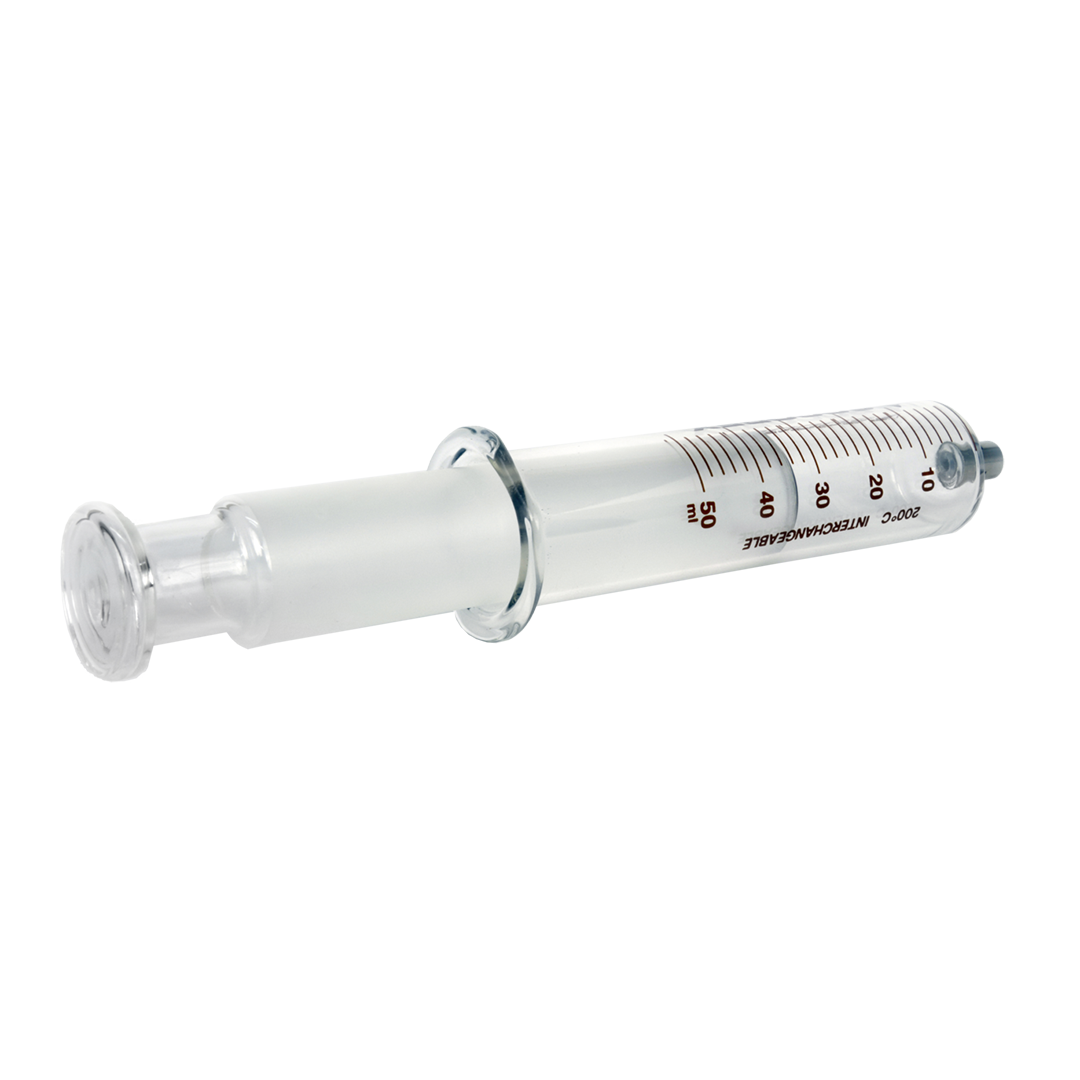 Fully glass syringe with Luer Lock Male connector